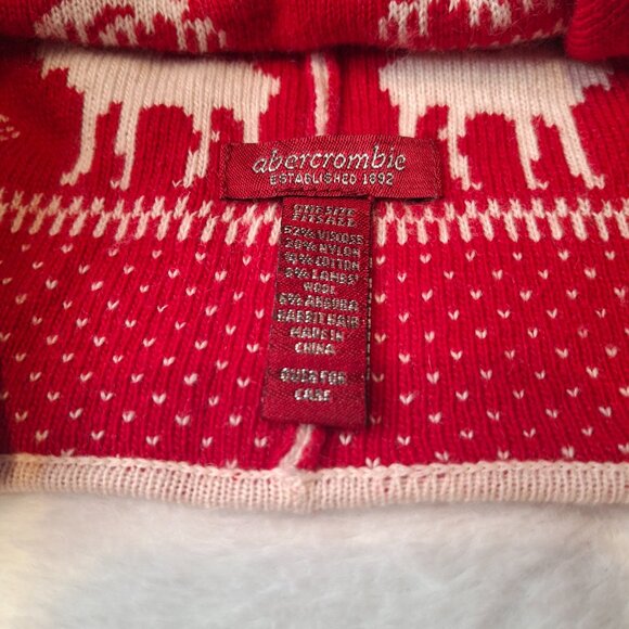 Abercrombie & Fitch Earflap Beanie Sz O/S Moose Wool Blend Pom Pom Fair Isle - Picture 11 of 15